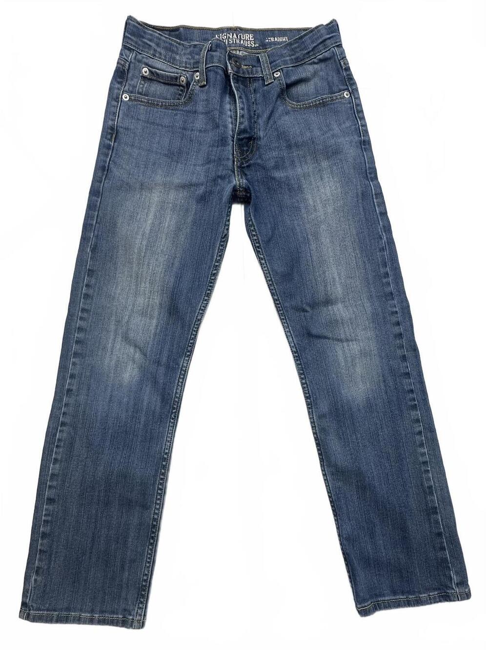 Signature Levi Strauss Women’s Jeans 14 Regular Straight Leg Stretch Blue Denim